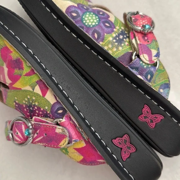 Alegria | Freesia Happy Days Woven Leather Slingback Clogs FRE-525 Floral (38) - Picture 13 of 16